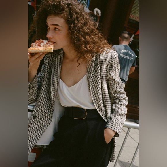 RAILS JAC BLAZER HONEY PLAID Houndstooth Double breasted  Blazer checkers Sz S - Picture 2 of 16